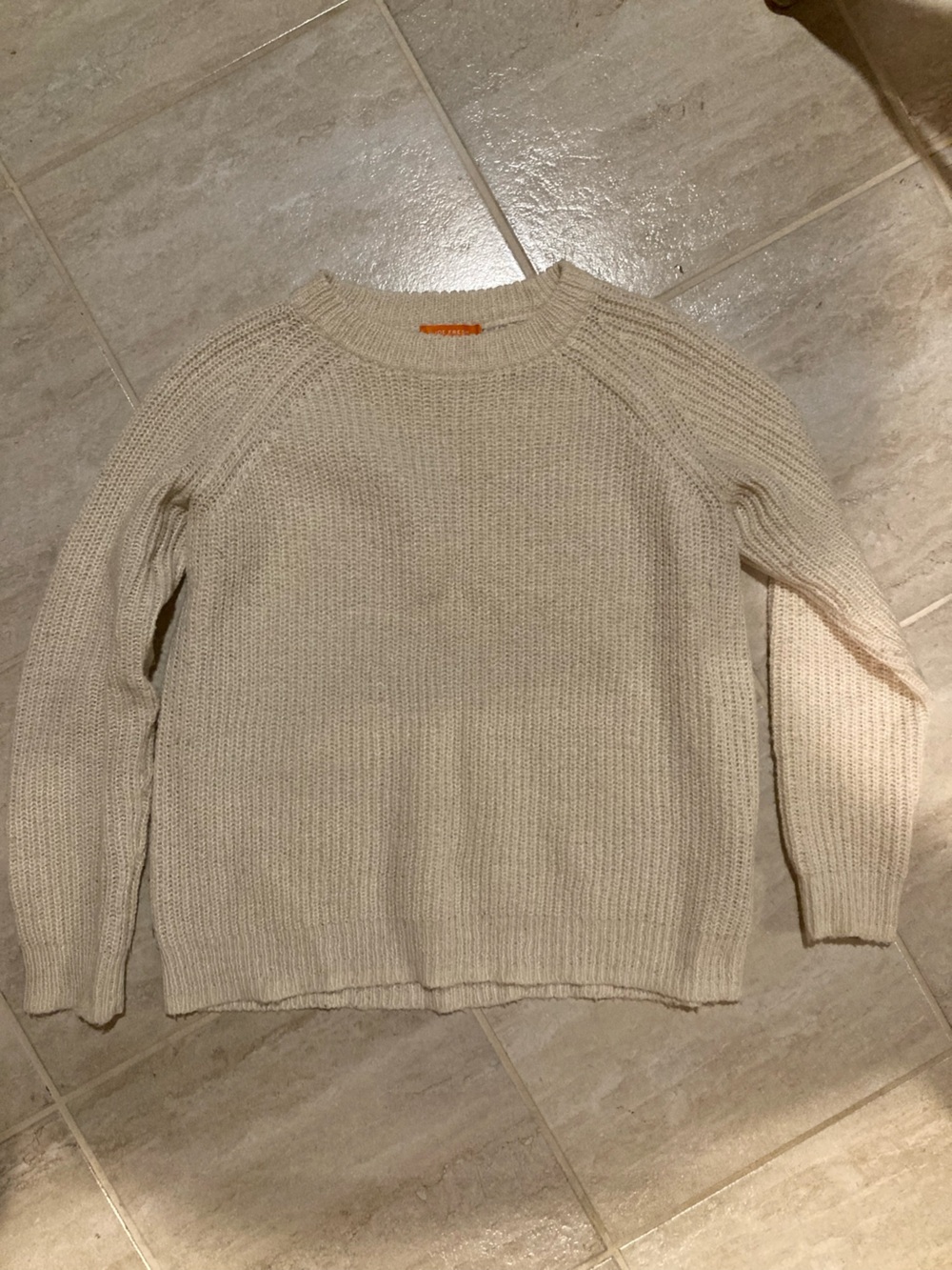 Joe Fresh Women's Cream Ribbed Crewneck Sweater